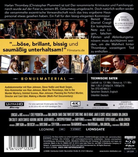 Produktbild: Knives Out - Mord ist Familiensache (4K Ultra HD) (+ Blu-ray 2D)
