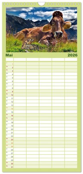 Produktbild: Familienplaner 2026 - Lustig und verr&uuml;ckt - der ganz andere Tierkalender mit 5 Spalten (Wandkalender, 21 x 45 cm) CALVENDO