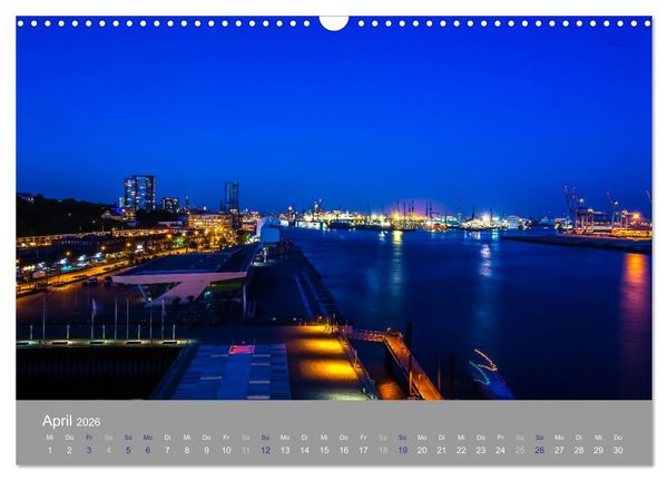 Produktbild: Hamburger Hafen - Im Zauber der Nacht (Wandkalender 2026 DIN A3 quer), CALVENDO Monatskalender