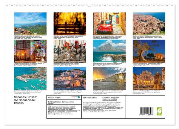 Produktbild: Sch&ouml;nes Sizilien: die Sonneninsel Italiens (hochwertiger Premium Wandkalender 2026 DIN A2 quer), Kunstdruck in Hochglanz