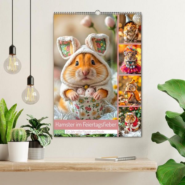 Produktbild: Hamster im Feiertagsfieber - Ein Jahr voller Flausch und Freude (Wandkalender 2026 DIN A2 hoch), CALVENDO Monatskalender