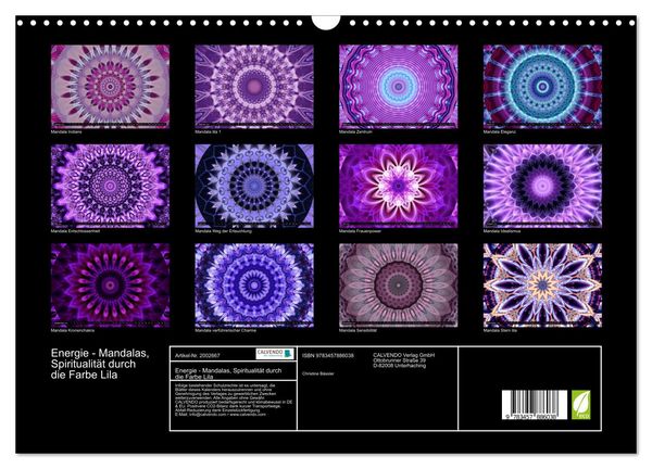 Produktbild: Energie - Mandalas, Spiritualit&auml;t durch die Farbe Lila (Wandkalender 2026 DIN A3 quer), CALVENDO Monatskalender