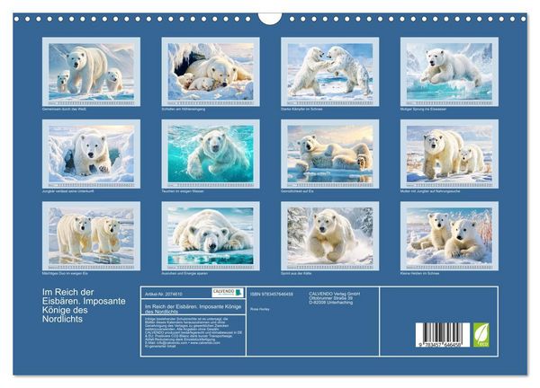 Produktbild: Im Reich der Eisb&auml;ren. Imposante K&ouml;nige des Nordlichts (Wandkalender 2026 DIN A3 quer), CALVENDO Monatskalender