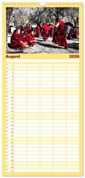 Produktbild: Familienplaner 2026 - Tibet bewegt mit 5 Spalten (Wandkalender, 21 x 45 cm) CALVENDO