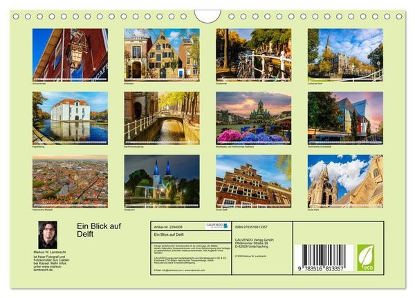 Produktbild: Ein Blick auf Delft (Wandkalender 2027 DIN A4 quer), CALVENDO Monatskalender