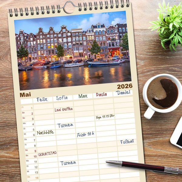 Produktbild: Familienplaner 2026 - Die ganze Vielfalt der Niederlande mit 5 Spalten (Wandkalender, 21 x 45 cm) CALVENDO