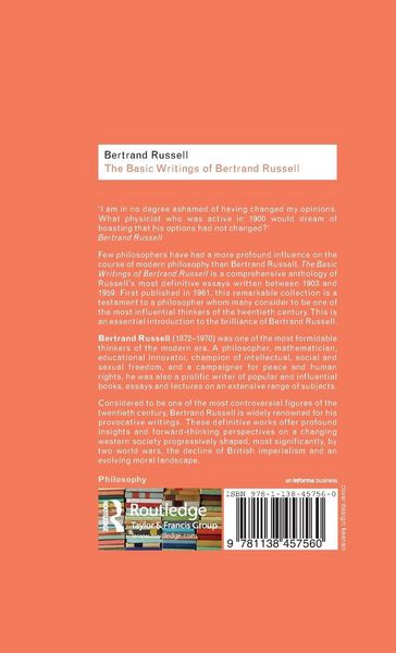 Produktbild: The Basic Writings of Bertrand Russell