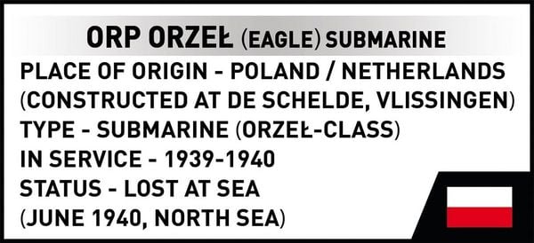 Produktbild: COBI Historical Collection 4855 - ORP Orzel Polish Submarine, WWII, Bausatz 1:300, 193 Klemmbausteine