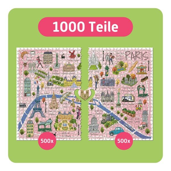 Produktbild: TEAMPUZZLE &ndash; Paris &ndash; 1000 Teile &ndash; Erwachsenenpuzzle f&uuml;r zwei Personen