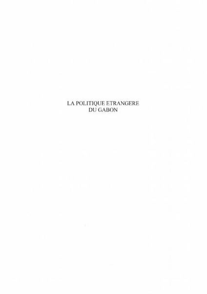 Produktbild: Politique etrangere du gabon