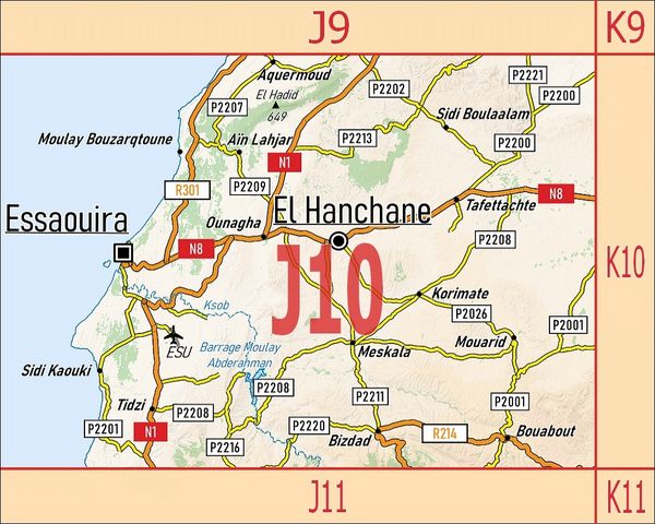 Produktbild: J10: Essaouira - Sidi Kaouki - Jbel El Hadid + Altstadtplan Essaouira