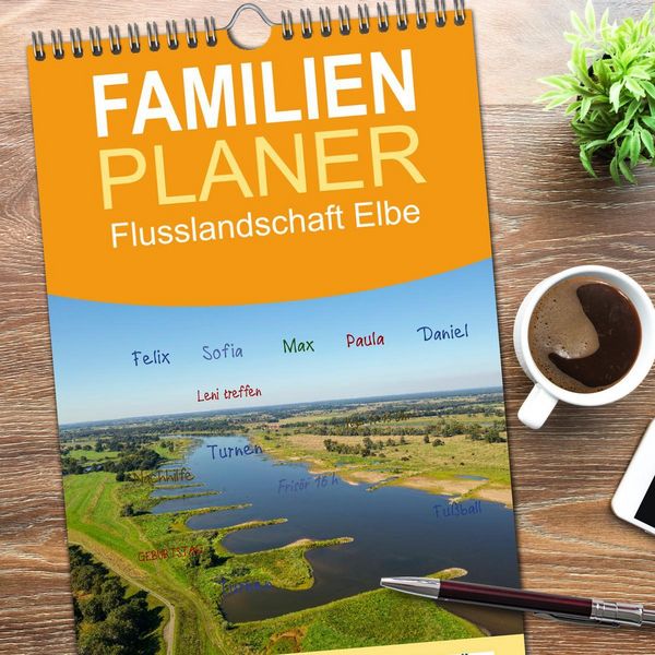 Produktbild: Familienplaner 2026 - Flusslandschaft Elbe mit 5 Spalten (Wandkalender, 21 x 45 cm) CALVENDO