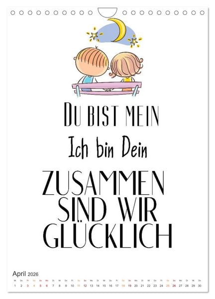 Produktbild: Liebesspr&uuml;che (Wandkalender 2026 DIN A4 hoch), CALVENDO Monatskalender