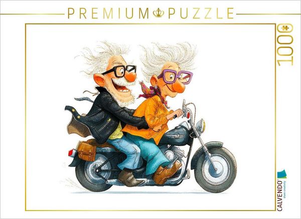 Produktbild: CALVENDO Puzzle Rentner auf Motorrad im Abenteuerlook | 1000 Teile Lege-Gr&ouml;&szlig;e 64x48cm Foto-Puzzle f&uuml;r gl&uuml;ckliche Stunden