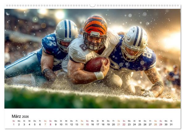 Produktbild: American Football - Touchdown durchs Jahr (hochwertiger Premium Wandkalender 2026 DIN A2 quer), Kunstdruck in Hochglanz