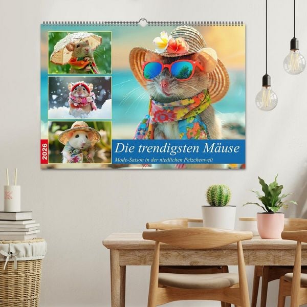 Produktbild: Die trendigsten M&auml;use. Mode-Saison in der niedlichen Pelzchenwelt (Wandkalender 2026 DIN A2 quer), CALVENDO Monatskalender