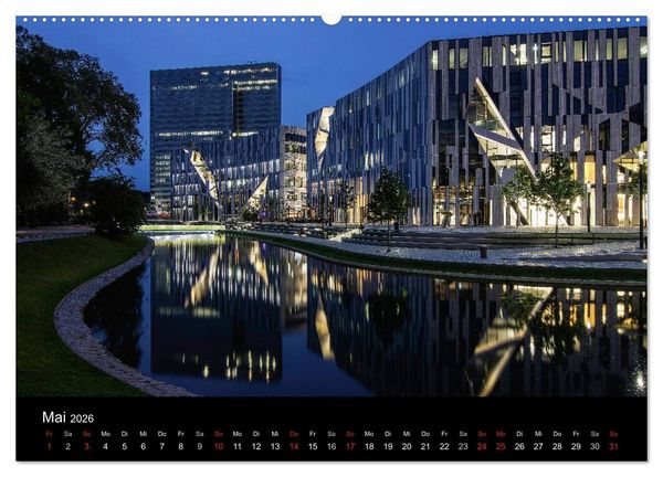 Produktbild: D&uuml;sseldorf - Ansichten am Abend (Wandkalender 2026 DIN A2 quer), CALVENDO Monatskalender