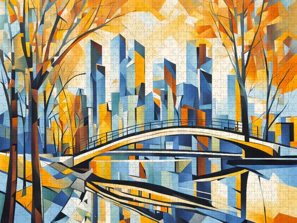Produktbild: CALVENDO Puzzle Spiegelnde Skyline im farbenfrohen Herbst | 2000 Teile Lege-Gr&ouml;&szlig;e 90x67cm Foto-Puzzle f&uuml;r gl&uuml;ckliche Stunden