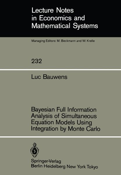 Produktbild: Bayesian Full Information Analysis of Simultaneous Equation Models Using Integration by Monte Carlo