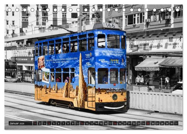Produktbild: Ding Ding - Hong Kong's Tramways (Tischkalender 2026 DIN A5 quer), CALVENDO Monatskalender