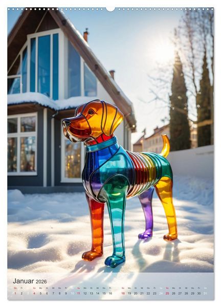 Produktbild: Tiere aus Glas - Hunde (hochwertiger Premium Wandkalender 2026 DIN A2 hoch), Kunstdruck in Hochglanz