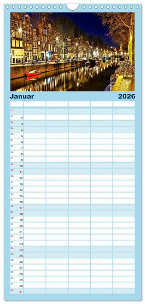 Produktbild: Familienplaner 2026 - St&auml;dte der Welt - Skylines in der Nacht mit 5 Spalten (Wandkalender, 21 x 45 cm) CALVENDO