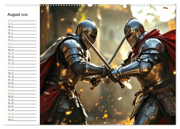 Produktbild: Rittertum und Mythos &ndash; Das Zeitalter der Ehre (Wandkalender 2026 DIN A2 quer), CALVENDO Monatskalender