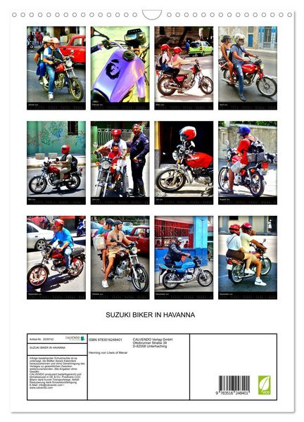 Produktbild: SUZUKI BIKER IN HAVANNA (Wandkalender 2026 DIN A3 hoch), CALVENDO Monatskalender