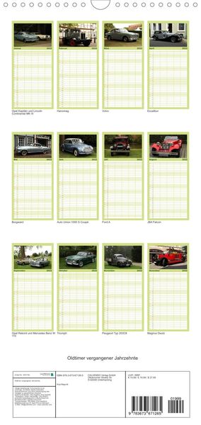 Produktbild: Familienplaner Oldtimer vergangenger Jahrzehnte (Wandkalender 2022 , 21 cm x 45 cm, hoch)