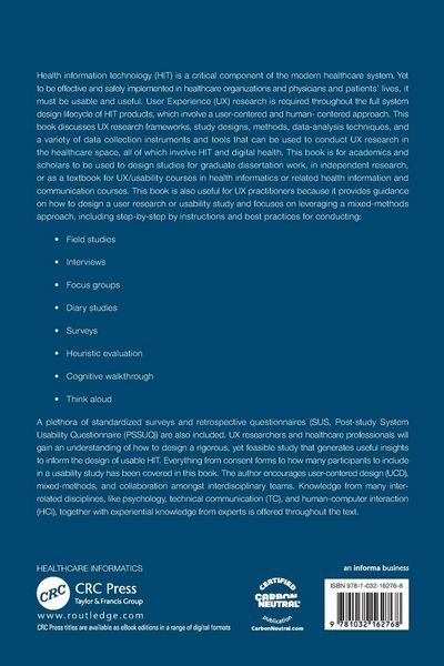 Produktbild: User Experience Research and Usability of Health Information Technology