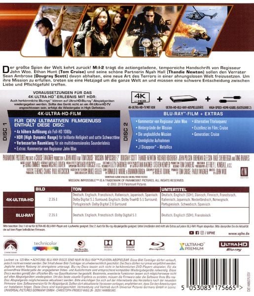 Produktbild: Mission: Impossible 2 - M:i-2 (4K Ulta HD) (+ Blu-ray 2D)