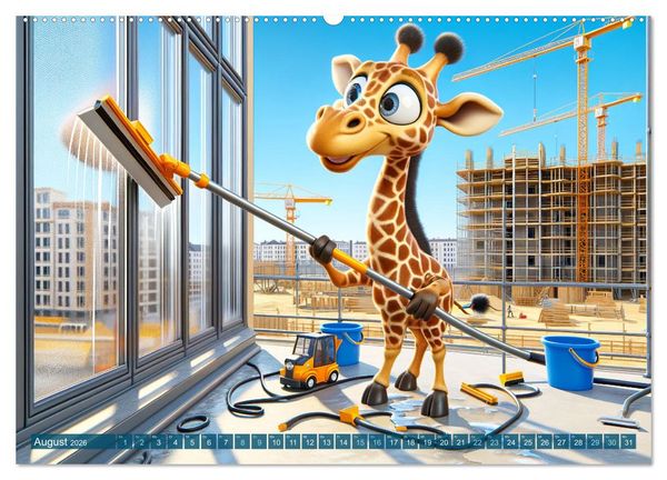 Produktbild: Tierische Helden am Bau: Ein Jahr voller Abenteuer (hochwertiger Premium Wandkalender 2026 DIN A2 quer), Kunstdruck in Hochglanz