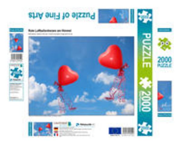CALVENDO Puzzle Rote Luftballonherzen am Himmel | 2000 Teile Lege-Größe 90 × 67 cm Foto-Puzzle für glückliche Stunden