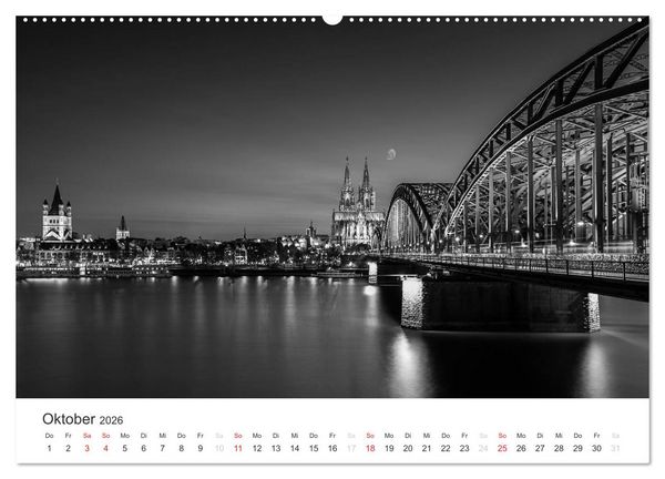Produktbild: K&ouml;ln - monochrome Ansichten (hochwertiger Premium Wandkalender 2026 DIN A2 quer), Kunstdruck in Hochglanz