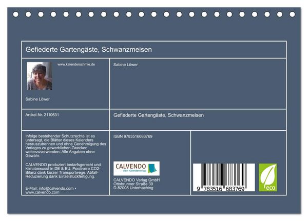 Produktbild: Gefiederte Garteng&auml;ste, Schwanzmeisen (Tischkalender 2026 DIN A5 quer), CALVENDO Monatskalender