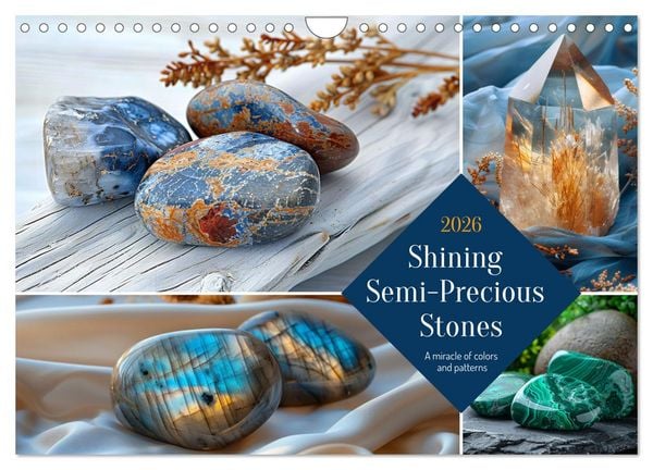 Shining Semi-Precious Stones (Wall Calendar 2026 DIN A4 landscape), CALVENDO 12 Month Wall Calendar