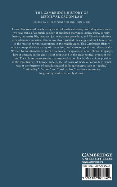 Produktbild: The Cambridge History of Medieval Canon Law