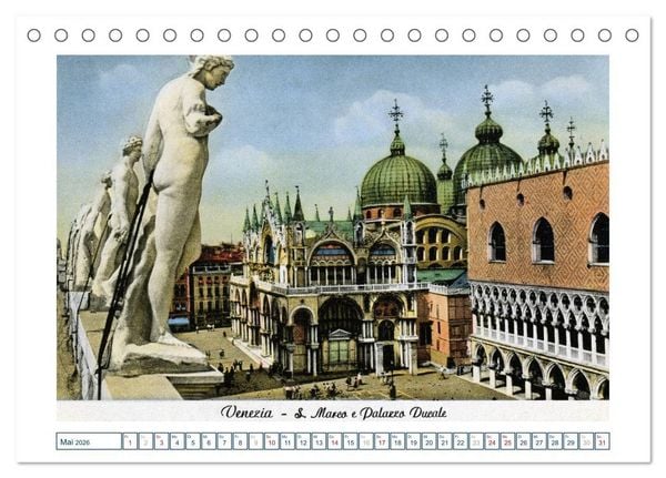 Produktbild: Erinnerungen an das alte Venedig: Historische Stiche von der Lagunenstadt (Tischkalender 2026 DIN A5 quer), CALVENDO Monatskalender