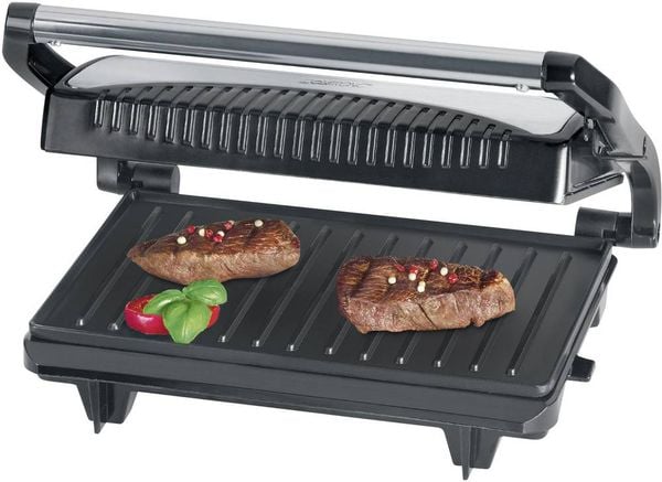 Clatronic MG 3519 Elektro Kontaktgrill Schwarz, Edelstahl