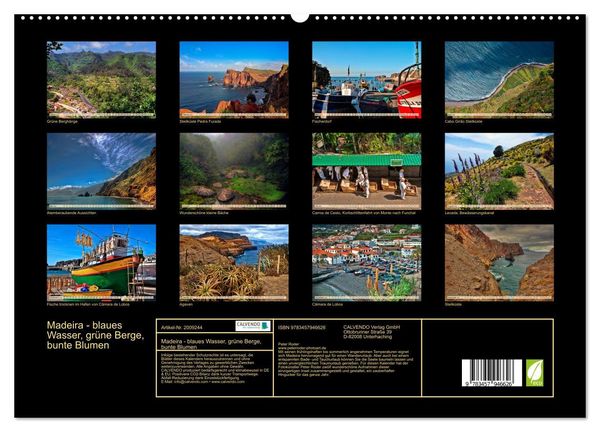 Produktbild: Madeira - blaues Wasser, gr&uuml;ne Berge, bunte Blumen (hochwertiger Premium Wandkalender 2026 DIN A2 quer), Kunstdruck in Hochglanz