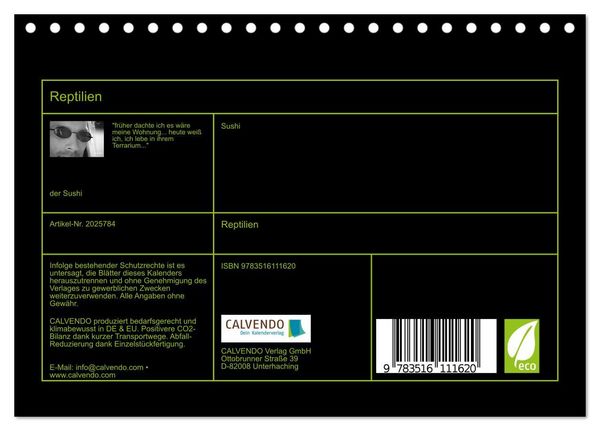 Produktbild: Reptilien (Tischkalender 2026 DIN A5 quer), CALVENDO Monatskalender