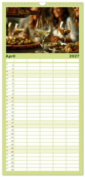 Produktbild: Familienplaner 2027 - Wein begeistert mit 5 Spalten (Wandkalender, 21 x 45 cm) CALVENDO