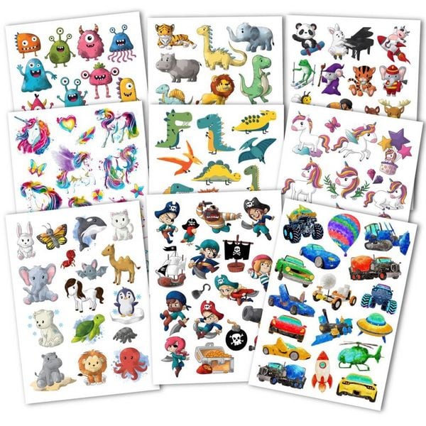 Produktbild: 150 hautfreundliche Kindertattoos &ndash; Thema: Bunter Mix