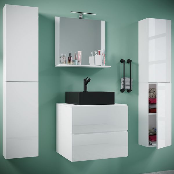 Produktbild: 5-tlg Waschtisch Badm&ouml;bel 60cm Lendas XL Schublade