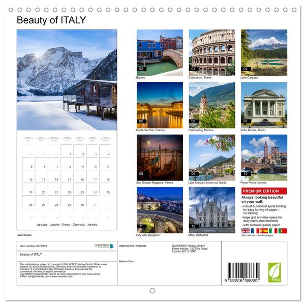 Produktbild: Beauty of ITALY (Wall Calendar 2026 12 &times; 12 Inch) CALVENDO 12 Month Wall Calendar