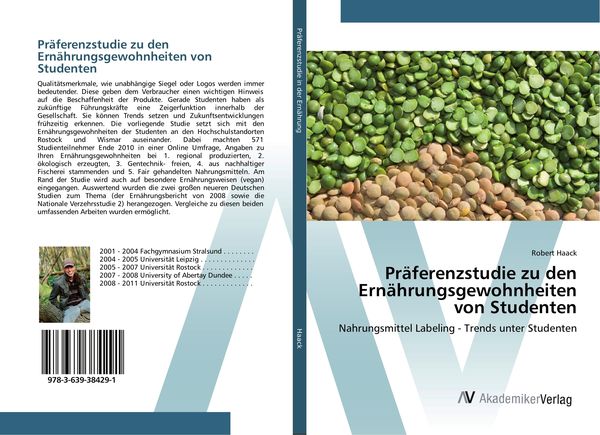 Produktbild: Pr&auml;ferenzstudie zu den Ern&auml;hrungsgewohnheiten von Studenten