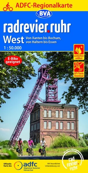 Produktbild: ADFC-Regionalkarte radrevier.ruhr West, 1:50.000, mit Tagestourenvorschlägen, reiß- und wetterfest, E-Bike-geeignet, GPS-Tracks Download