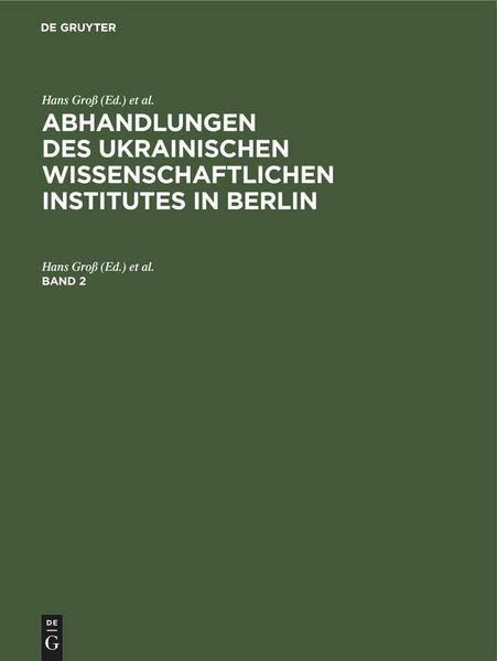 Produktbild: Abhandlungen des Ukrainischen Wissenschaftlichen Institutes in Berlin. Band 2