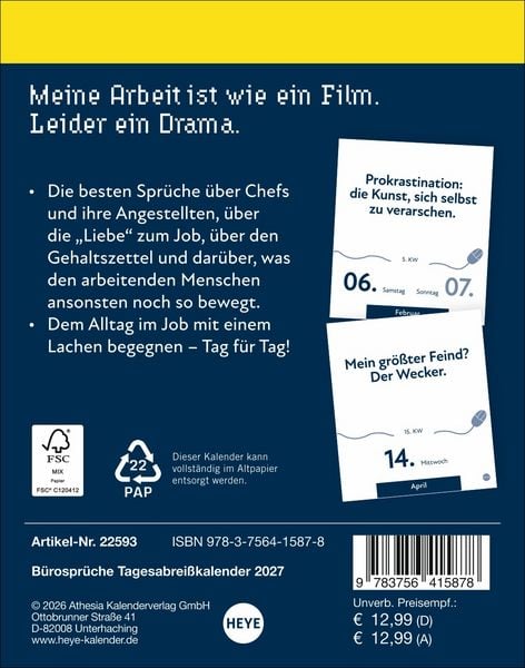 Produktbild: Die besten Spr&uuml;che f&uuml;r lange B&uuml;rotage Tagesabrei&szlig;kalender 2027