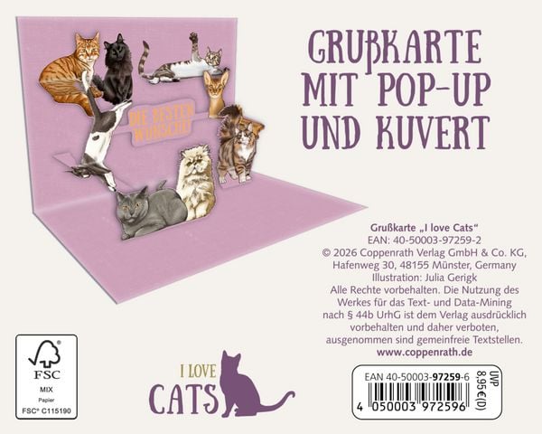 Produktbild: Pop-up-Gru&szlig;karte &ndash; I love Cats